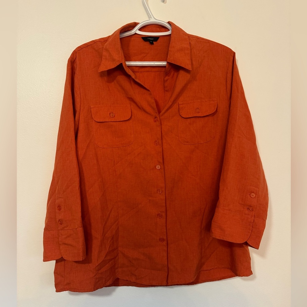 Haggar Orange Collared Shirt